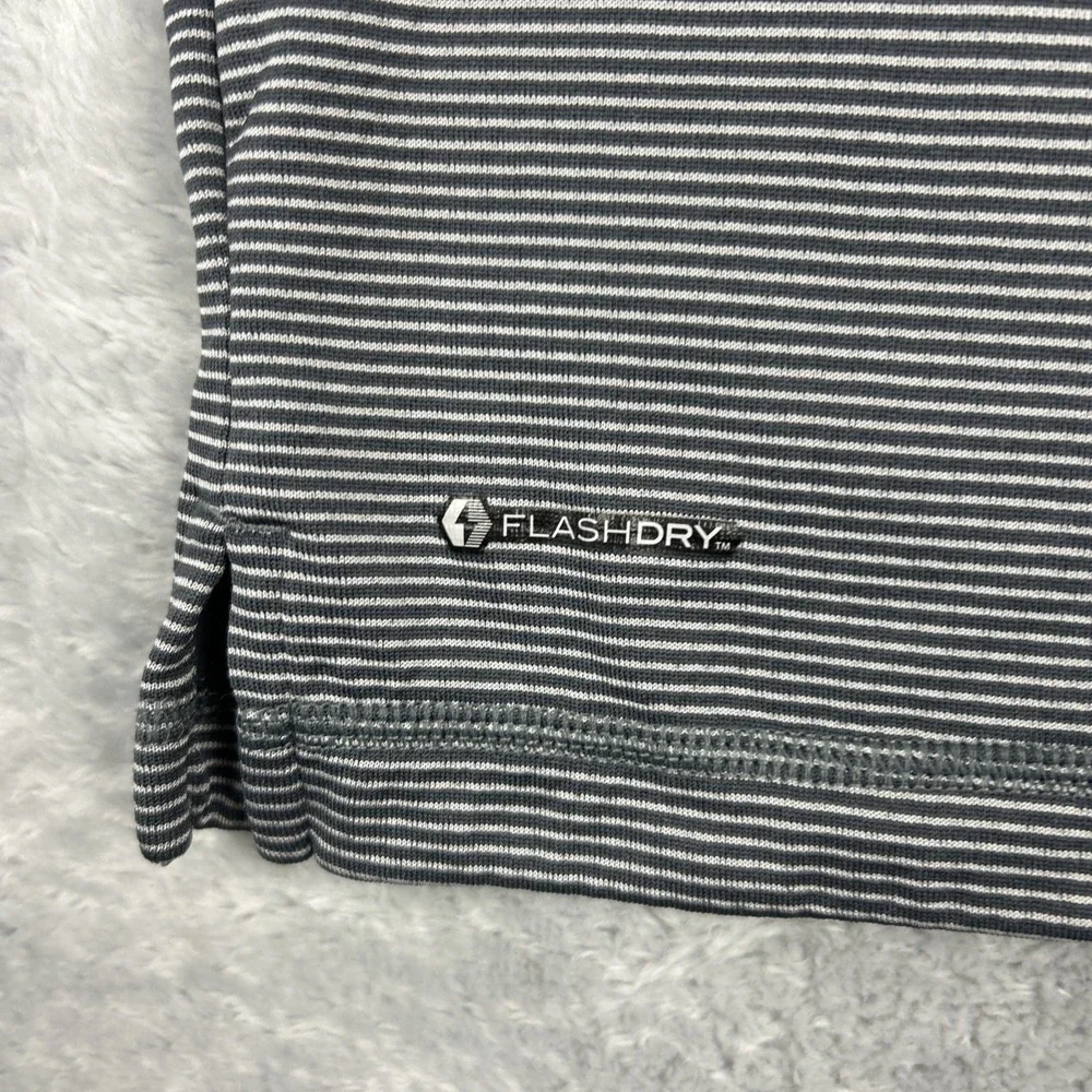 The North Face Gray Stripe Performance Polo Shirt Size Large Logo Flash Dry‎